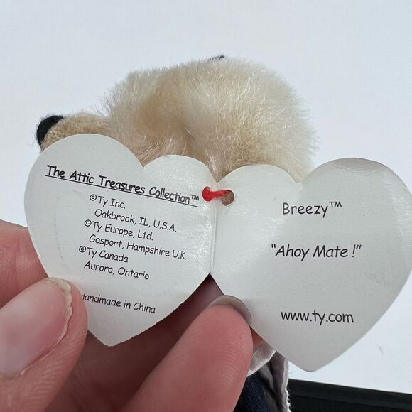 Ty Attic Treasures, Breezy, Teddy Bear‎ 1993 Blue Navy Dress Stuffed Animal - Picture 5 of 6